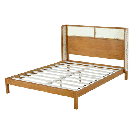 Premium Rubber Wood Platform Queen Bed Frame with Headboard HouseOfZazla