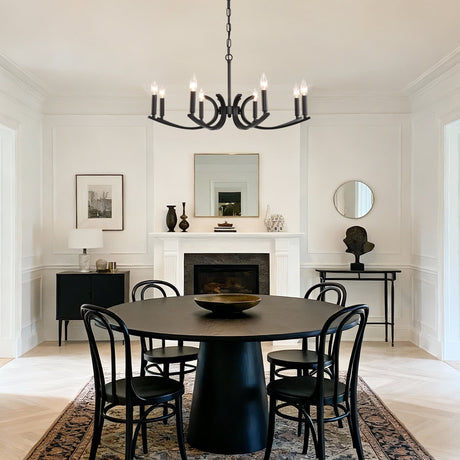 8-Light Farmhouse Chandelier, Black Metal HouseOfZazla