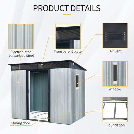 Outdoor Metal Storage Shed With Window And Transparent Plate For Garden, Lawn HouseOfZazla