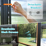 12x16FT All Season Sunroom with Detachable Polycarbonate Windows
