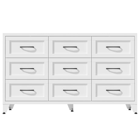 9 Drawer White Metal Dresser with Quiet-Glide Rails HouseOfZazla