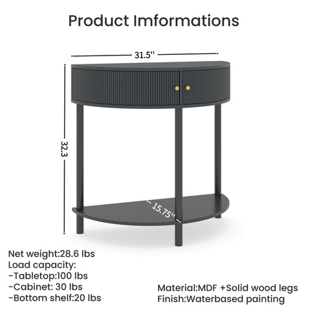 Demi Lune Console Table With 2 Storage Drawers HouseOfZazla