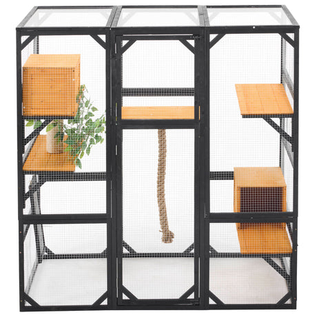Outdoor Cat House, Diy Cat Enclosure Catio With Double Enter Doors HouseOfZazla