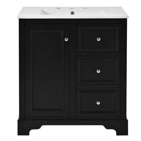 Bathroom Vanity With Sink, Modern Elegant Bathroom Storage Cabinet With 3 Drawers And Adjustable Shelves, Freestanding Vanity Set With Mirror Cabinet, Single Sink Bathroom Vanity HouseOfZazla