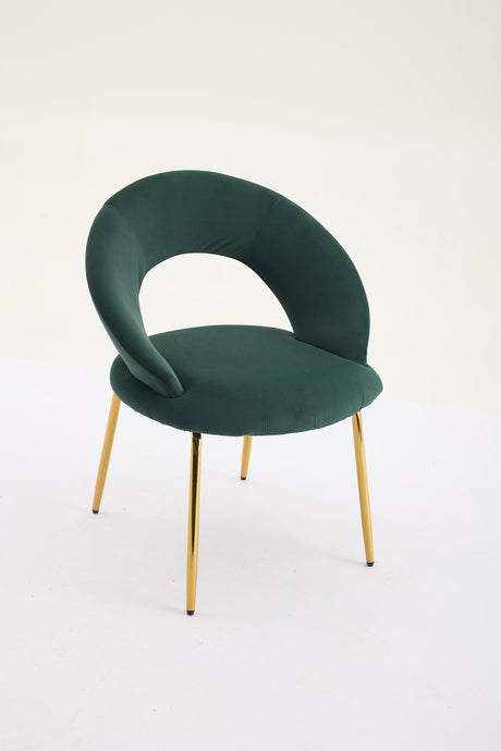 Velvet Fabric Dining Chair with Curved Backrest and Golden Metal Legs HouseOfZazla