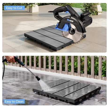 9 Pcs Interlocking Deck Tiles, 12" x 12" HDPE Outdoor Flooring HouseOfZazla