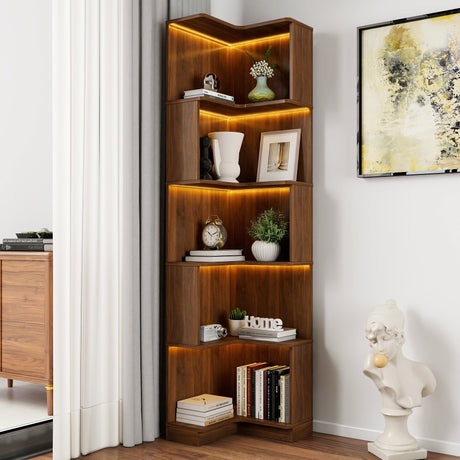 Corner Book Shelf - 5 Tier Corner Bookshelf HouseOfZazla