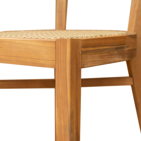 Netro Acacia Wood Dining Chair with Light Brown Wicker HouseOfZazla