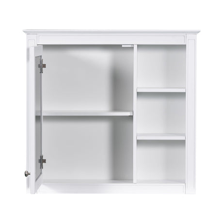 Bathroom Vanity With Medicine Cabinet, Royal Mirror Cabinet, Modern Bathroom Storage Cabinet With 2 Soft Closing Doors And 4 Drawers HouseOfZazla