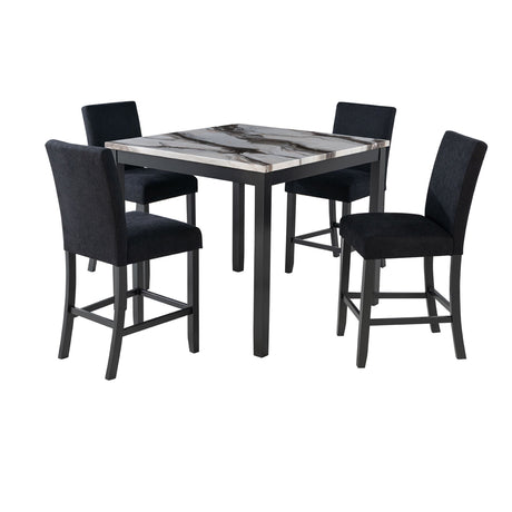 Leoncia - Bar Table And 4 Bar Stools - Espresso / White HouseOfZazla