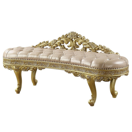 Cabriole - Synthetic Leather Bench - Gold HouseOfZazla
