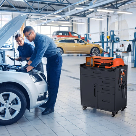 Rolling Tool Cabinet Heavy Duty Garage Storage With Lockable Doors HouseOfZazla