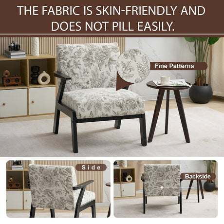 Mid-Century Modern Lounge Armchair - Seat Cushion (Beige + Grey) HouseOfZazla