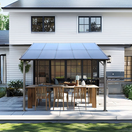 Wall Mounted Outdoor Pergola Gazebo, Heavy Duty Metal Awning With Roof HouseOfZazla
