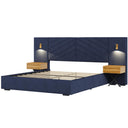 Upholstered Bed Frame With Vertical Channel Tufted Wingback Headboard HouseOfZazla