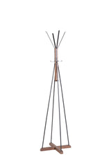 Reclaimed Wood And Metal Freestanding Coat Rack With Hooks Use In Bedroom, Living Room - Natural