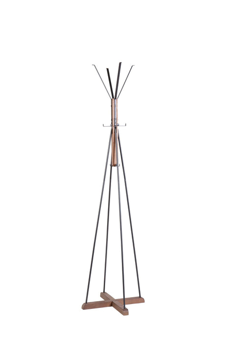 Reclaimed Wood And Metal Freestanding Coat Rack With Hooks Use In Bedroom, Living Room - Natural HouseOfZazla