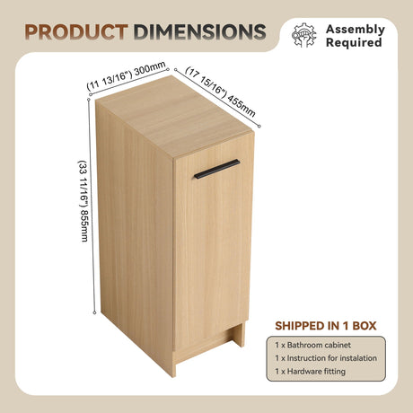Slim Freestanding Bathroom Storage Cabinet - Light Oak HouseOfZazla