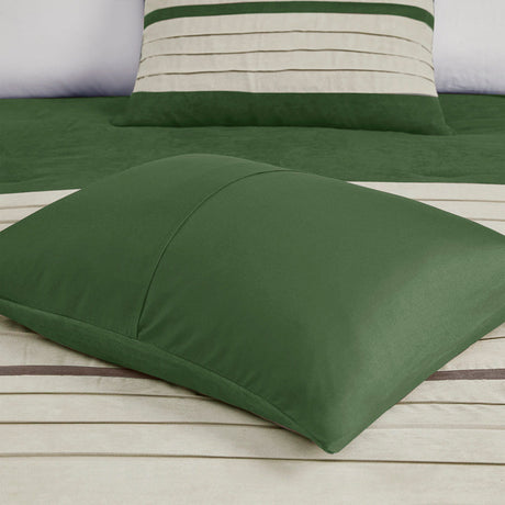 7 Pc Faux Suede Comforter Set Green Queen HouseOfZazla