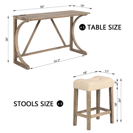 Bar Table Set With 3 Padded Stools HouseOfZazla