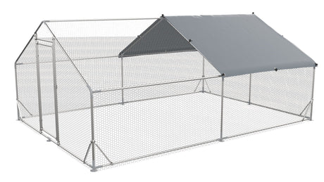 Large Metal Chicken Coop, Walk In Poultry Cage Hen Run House Rabbits Habitat Cage Spire Shaped Coop With Waterproof And Anti Ultraviolet Cover HouseOfZazla