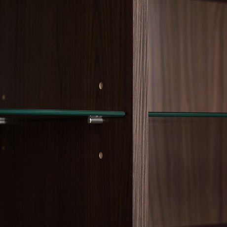Modern Minimalist Style LED Curio Cabinet With Tempered Glass Door, Metal Legs HouseOfZazla