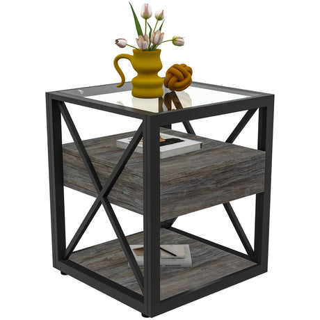 Set of 2 Modern End Tables with Drawer - Nightstands HouseOfZazla