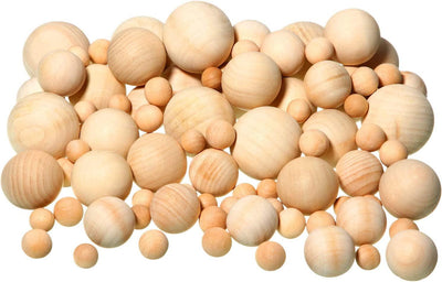 88 Pieces Wood Ball Wood Craft Balls Unfinished round Wooden Balls for DIY Craft Projects Jewelry Making Art Design in 5 Sizes