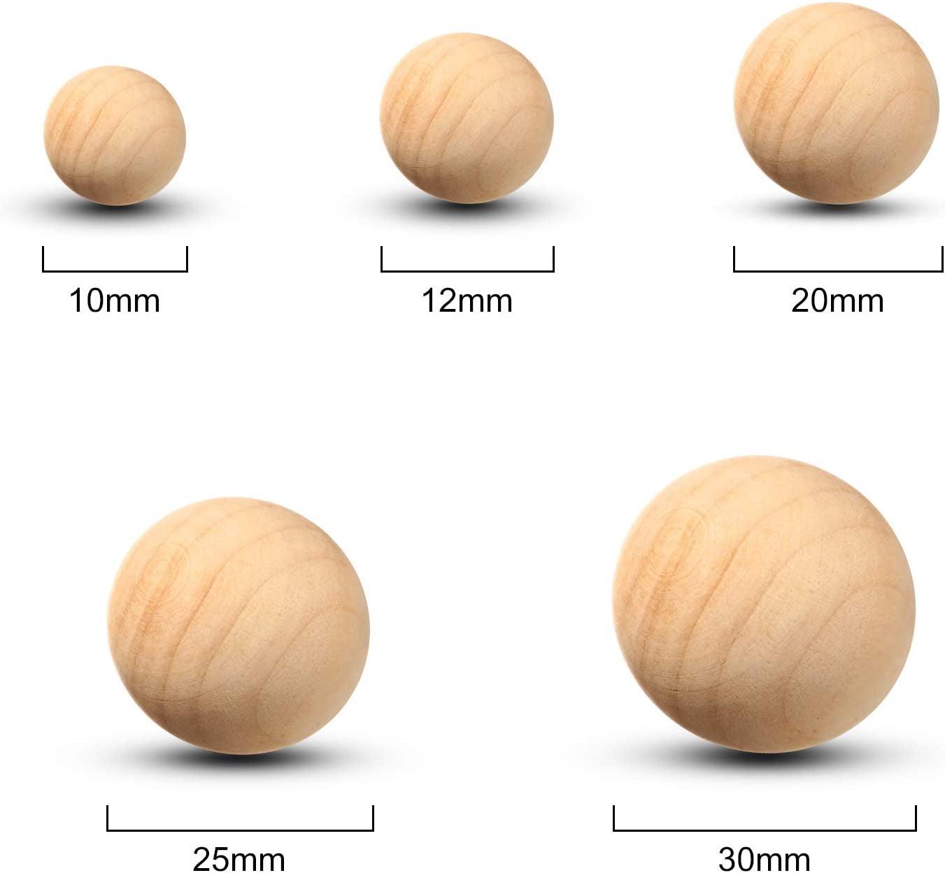 88 Pieces Wood Ball Wood Craft Balls Unfinished round Wooden Balls for DIY Craft Projects Jewelry Making Art Design in 5 Sizes - WoodArtSupply