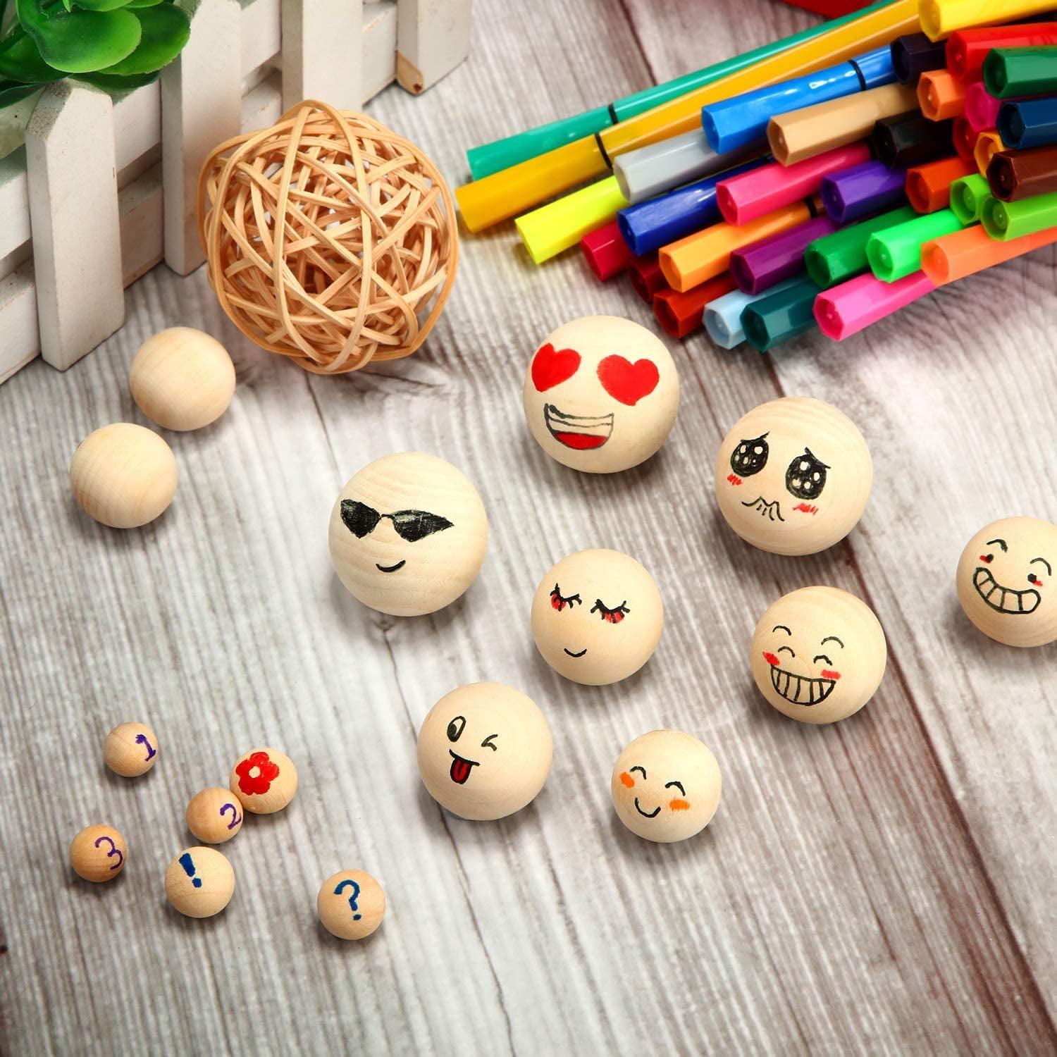 88 Pieces Wood Ball Wood Craft Balls Unfinished round Wooden Balls for DIY Craft Projects Jewelry Making Art Design in 5 Sizes WoodArtSupply