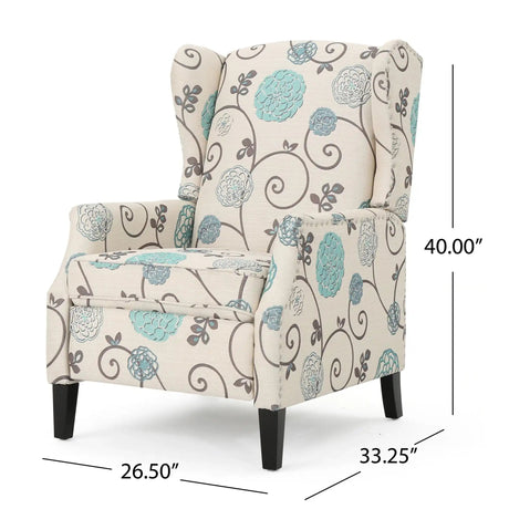 Westeros Wing Back Fabric Upholstered Recliner HouseOfZazla