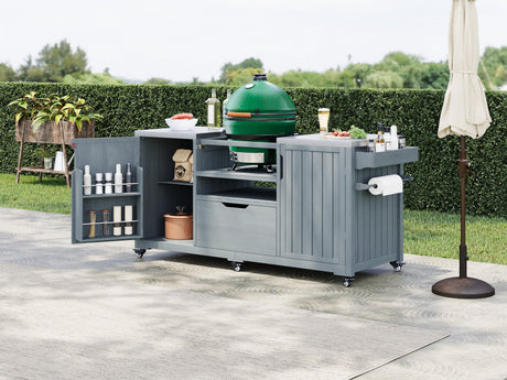 K&K 66.5" Outdoor Kitchen Island for Big Green Egg Grills HouseOfZazla