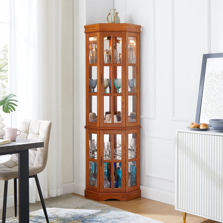 Corner Curio Cabinet With 5 Shelves And Lighting System HouseOfZazla
