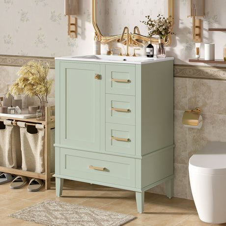 Bathroom Vanity, Modern Bathroom Cabinet With Sink Combo Set, Bathroom Storage Cabinet With A Soft Closing Door And 3 Drawers, Solid Wood Frame HouseOfZazla