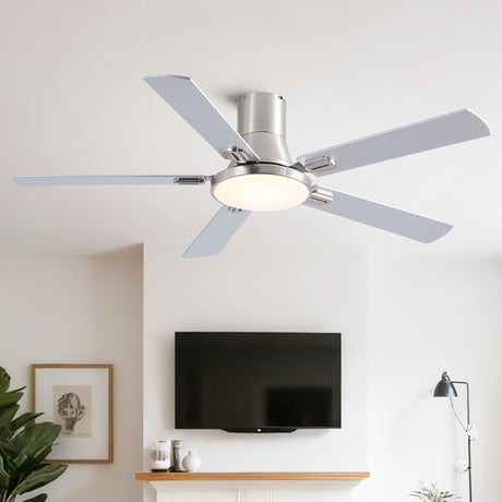 Flush Mount Ceiling Fans With LED Light And Remote Control, 5 Blades HouseOfZazla