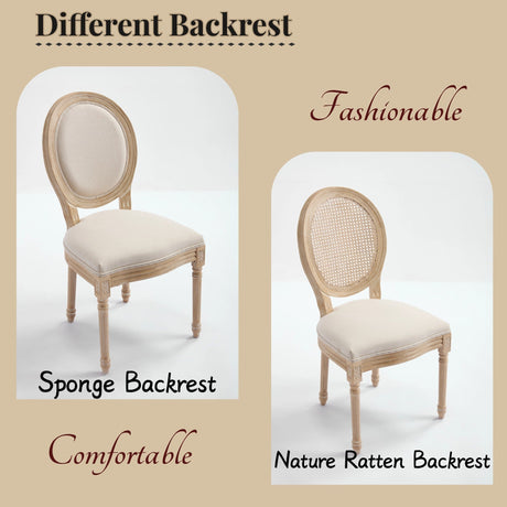 French Country Dining Chairs Set of 2 with Upholstered Round Back HouseOfZazla