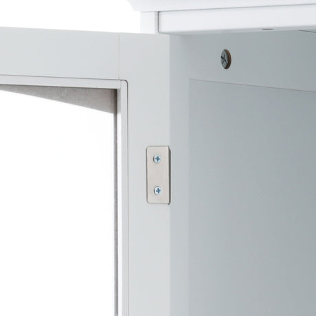 Tall Bathroom Storage Cabinet With Glass Doors, Free-Standing, Two Drawers, And Adjustable Shelves, Board, Painted Perfect For Displaying Your Favorite Items HouseOfZazla