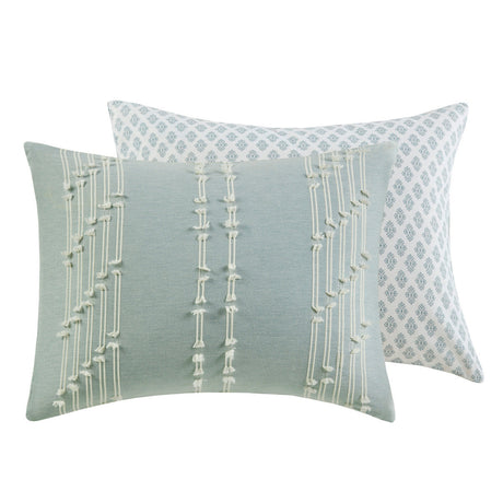 3 Piece Cotton Jacquard Comforter Set Aqua Full/Queen HouseOfZazla