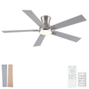Low Profile Flush Mount Intergrated LED Ceiling Fan With Light And Reversible Quiet Motor HouseOfZazla