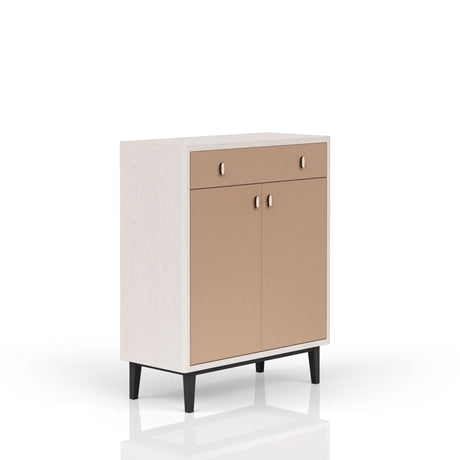 Bar Cabinet With Large Storage - White / Pecan HouseOfZazla