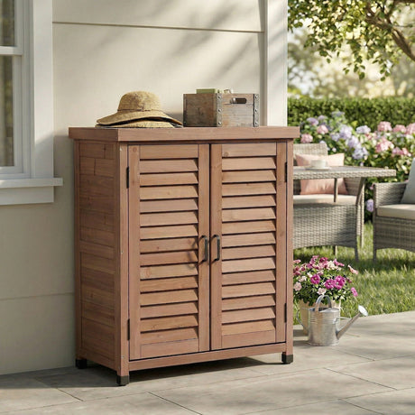 Potting Bench With Storage Cabinet And Metal Table Top For Outdoor HouseOfZazla