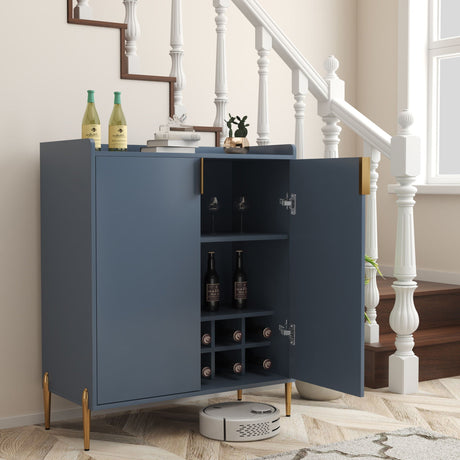 Wine Bar Cabinet With Adjustable Shelf, 2 Door Sideboard With Soft-Closing Hinges And Feet HouseOfZazla