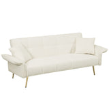 Convertible Double Futon Sofa Bed With Folding Armrests For Living Rooms