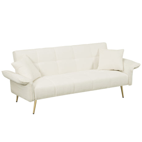 Convertible Double Futon Sofa Bed With Folding Armrests For Living Rooms HouseOfZazla