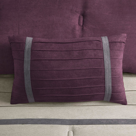 7 PC Pieced Faux Suede Comforter Set Purple King HouseOfZazla