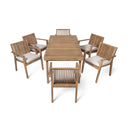 7 Piece Patio Furniture Set Acacia Wood Table And 6 Cushioned Chairs HouseOfZazla
