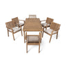 7 Piece Patio Furniture Set Acacia Wood Table And 6 Cushioned Chairs HouseOfZazla