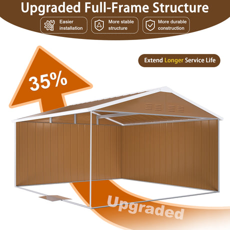 12x10 FT Heavy-Duty Metal Storage Shed with Lockable Door & Ventilation HouseOfZazla