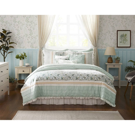 9 Piece Cotton Percale Comforter Set Aqua HouseOfZazla