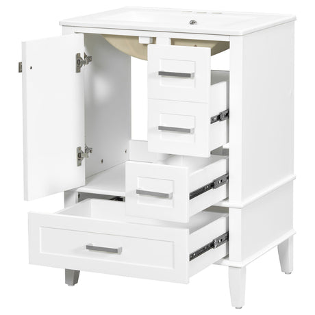 Bathroom Vanity, Modern Bathroom Cabinet With Sink Combo Set, Bathroom Storage Cabinet With A Soft Closing Door And 3 Drawers, Solid Wood Frame HouseOfZazla